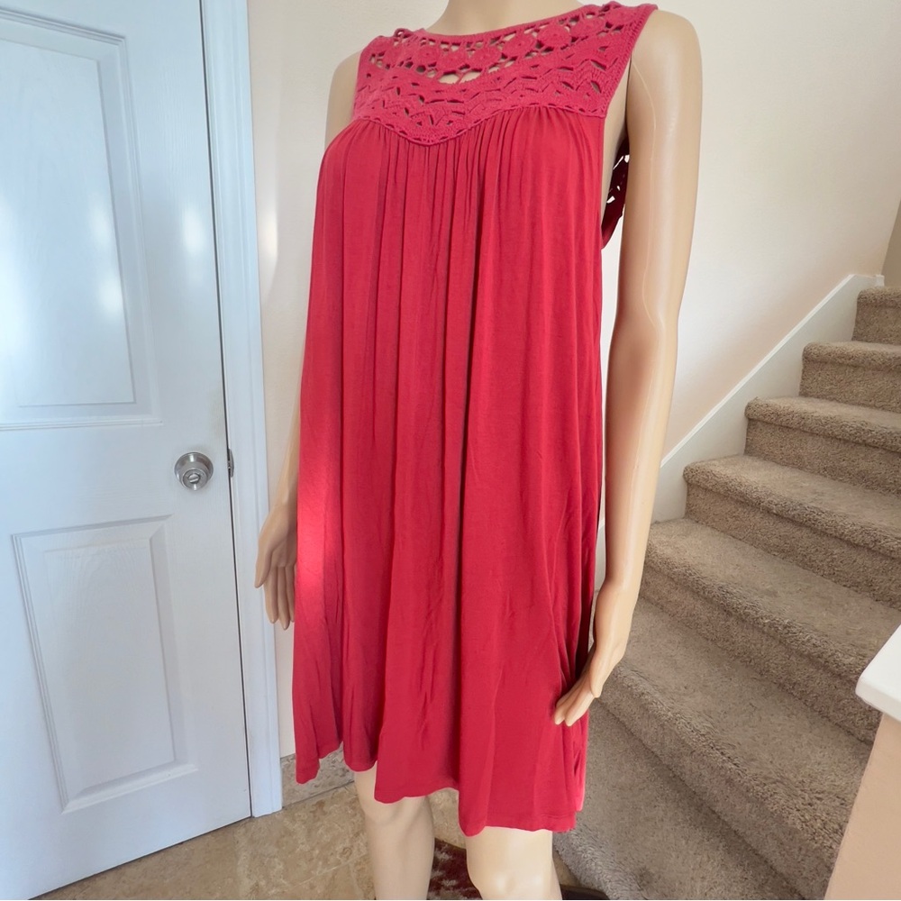 🎈SALE🎈Loft Red Crochet Swing Dress